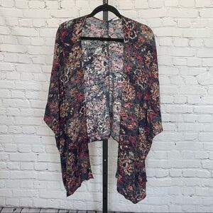 En Creme Kimono Open Cardigan Floral Print Size Large